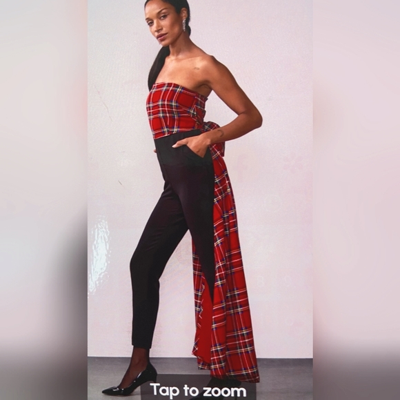 New York & Company tartan bow jumpsuits. XL - Picture 3 of 3